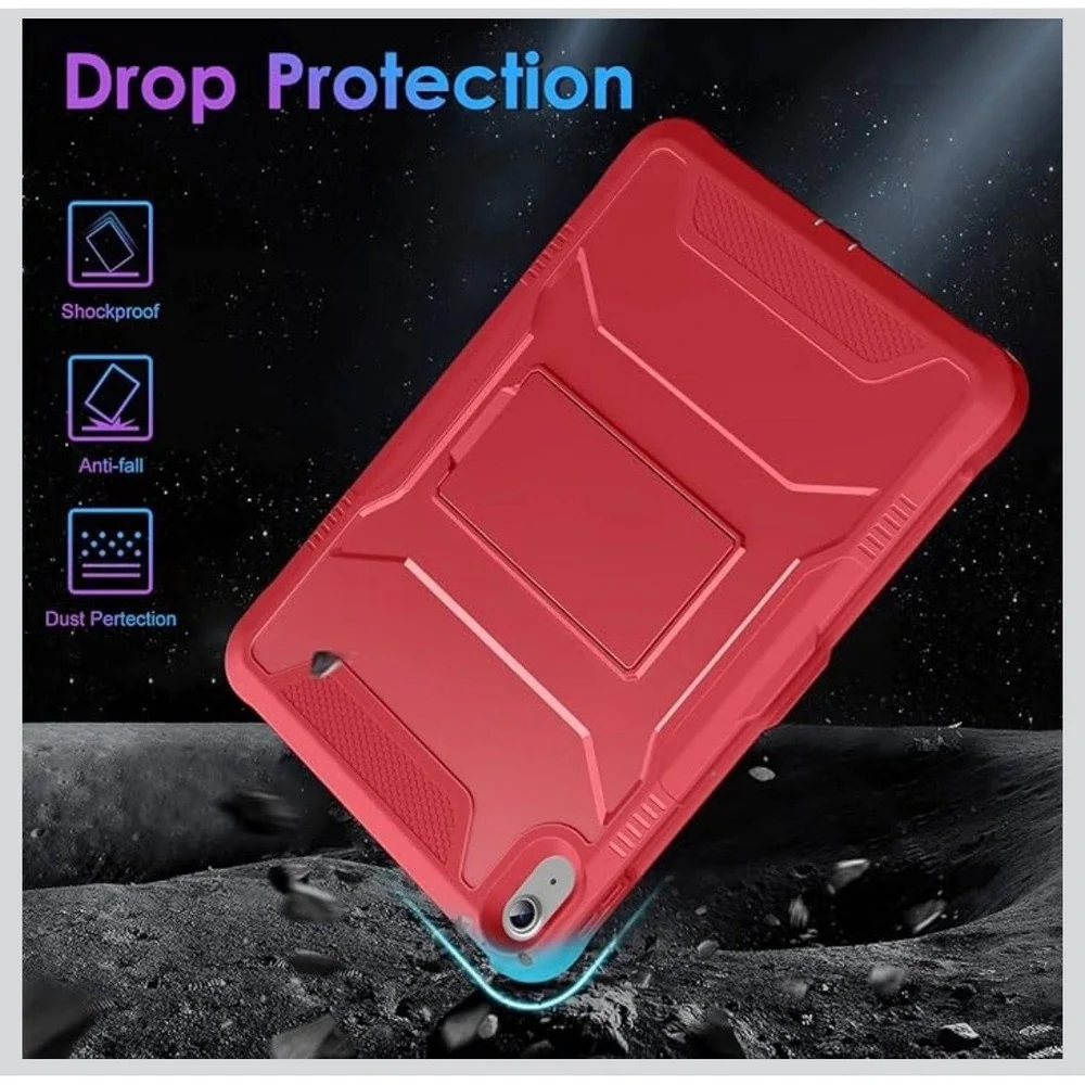 Red Rugged Case for iPad 10th Gen 10.9 2022‎ / iPad 11 2025 Kickstand Shockproof